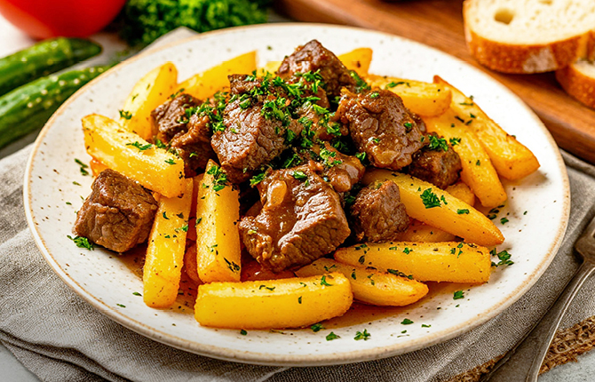 Картофель с тушенкой